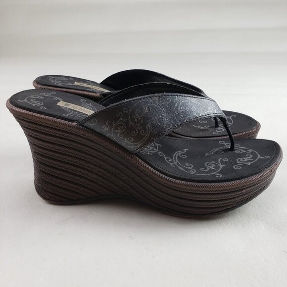 Vintage Y2K No Boundaries Cassie Chunky Wedge Sandal Womens 10 Flip Flop 90s - Picture 2 of 16